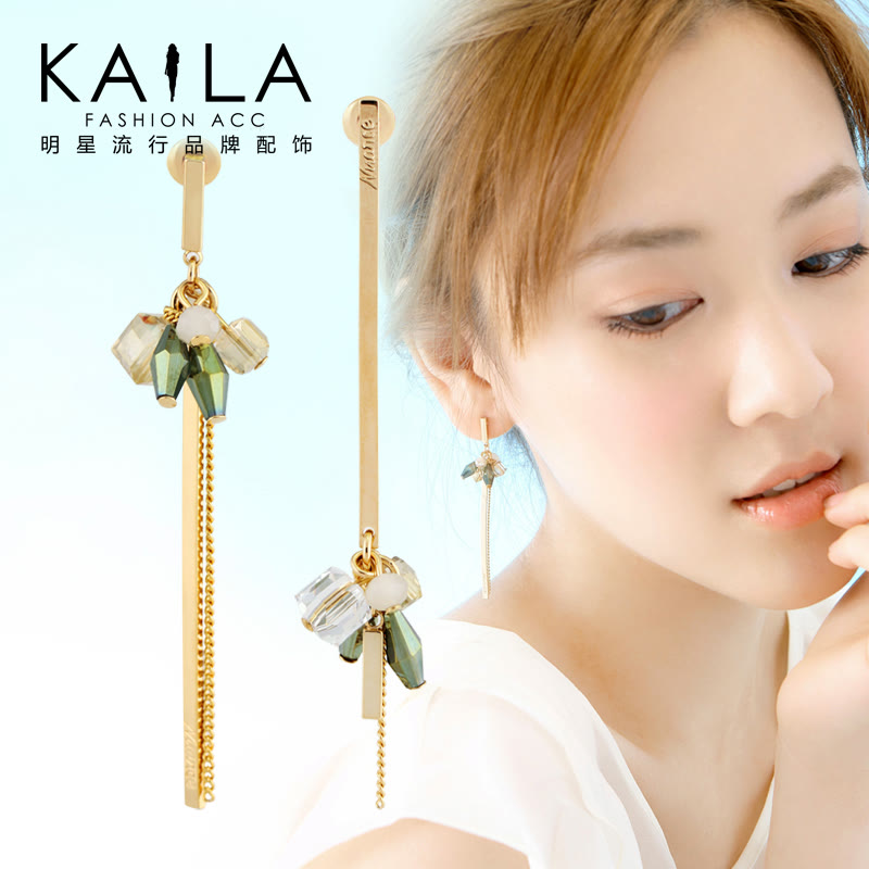 KAiLA橄榄树耳环女 长款韩版时尚流行耳坠 不对称耳饰 送生日礼物
