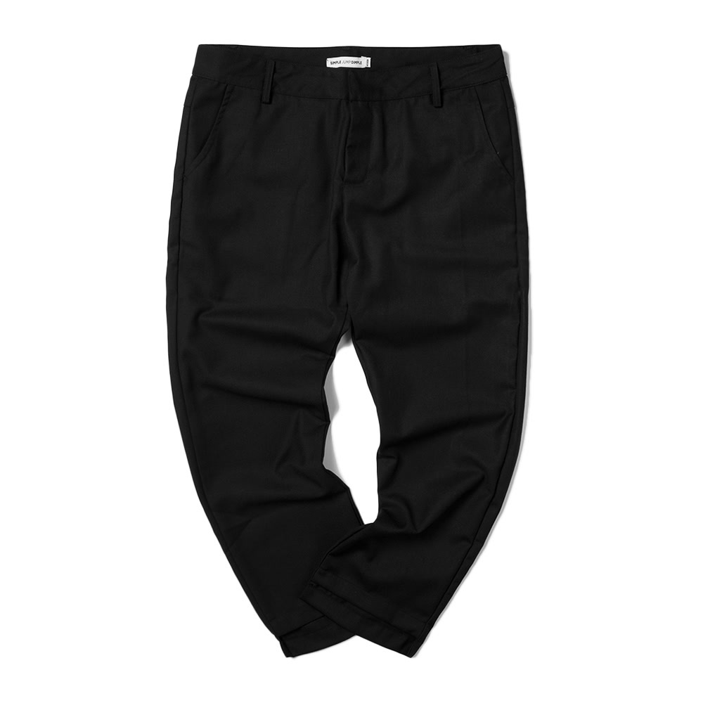 孙坚自主品牌SIMPLE JUMP DIMPLE2016新品 前短后长黑色休闲裤