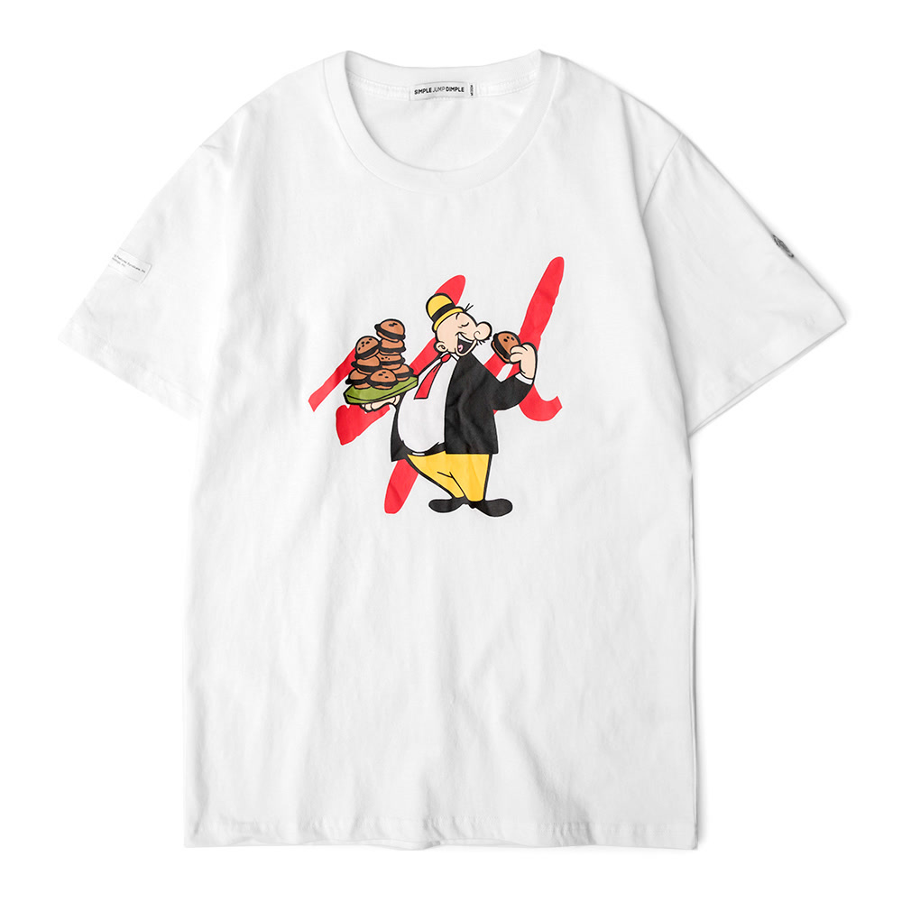 孙坚自主品牌 SIMPLE JUMP DIMPLE POPEYE联名 温皮吃汉堡彩色T恤