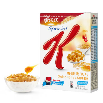 泰国进口 家乐氏（Kellogg’s）香脆麦米片营养谷物代餐 低脂即食谷物燕麦蜂蜜味209g