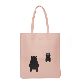 熊匠人 熊本熊购物袋 PU皮单肩包卡通文艺韩版学生手提袋 粉色